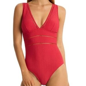 Sea Level Australia Women's Red ladder-stitched One-Piece Swimsuit Size 10